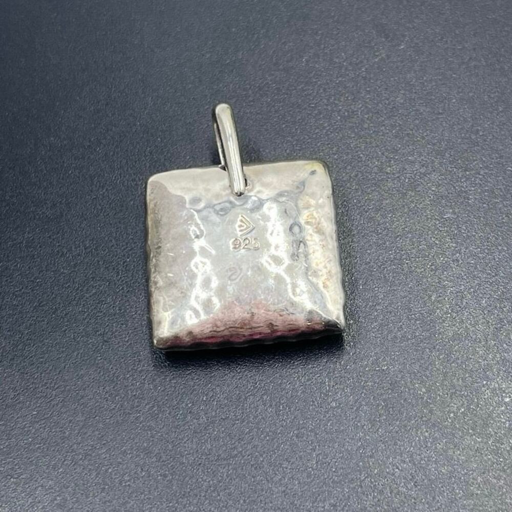 Silpada 2008 Hammered Sterling Silver Pillow Square Puff Pendant S1118